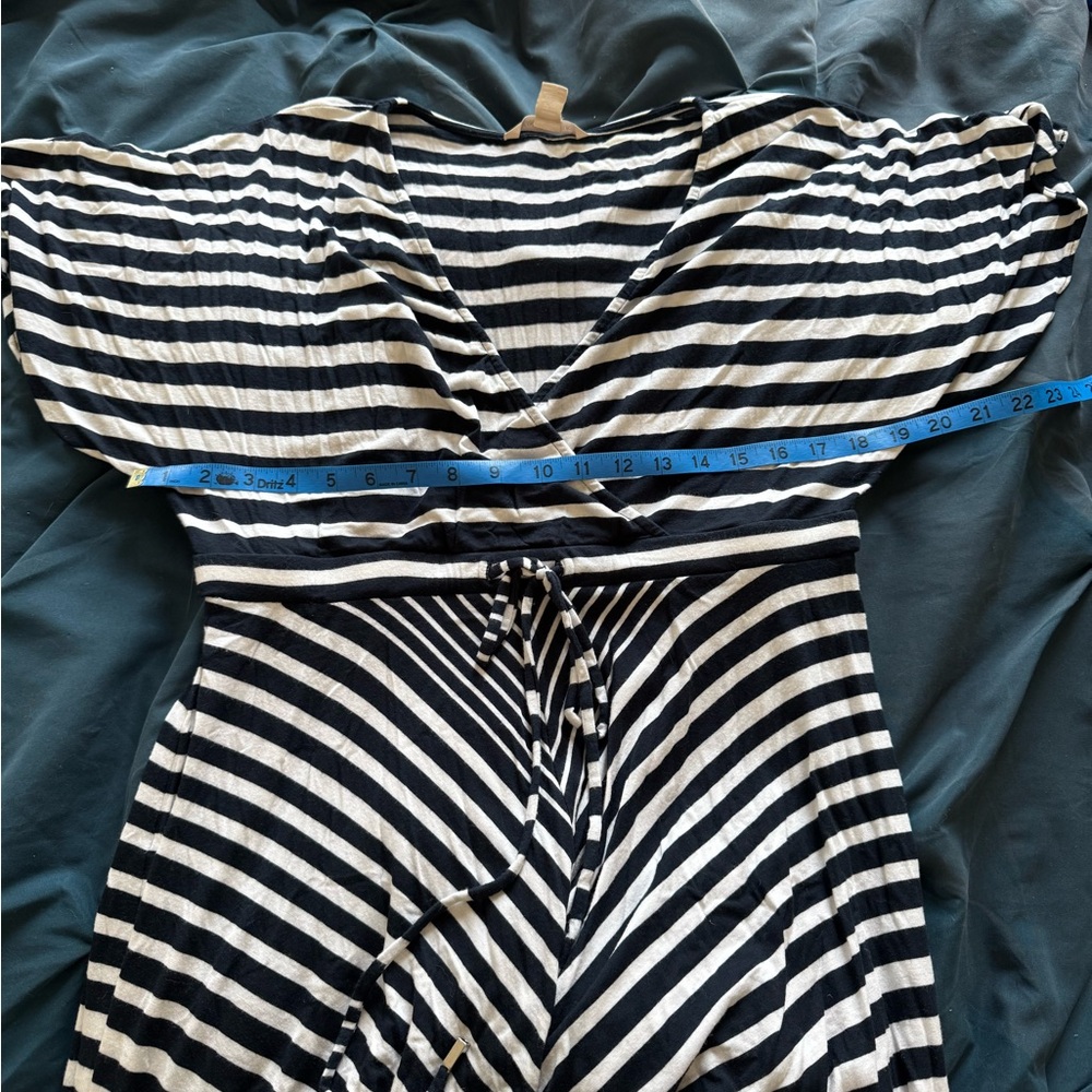 BANANA REPUBLIC: Navy & White Striped Maxi Dress Size L - Picture 9 of 9